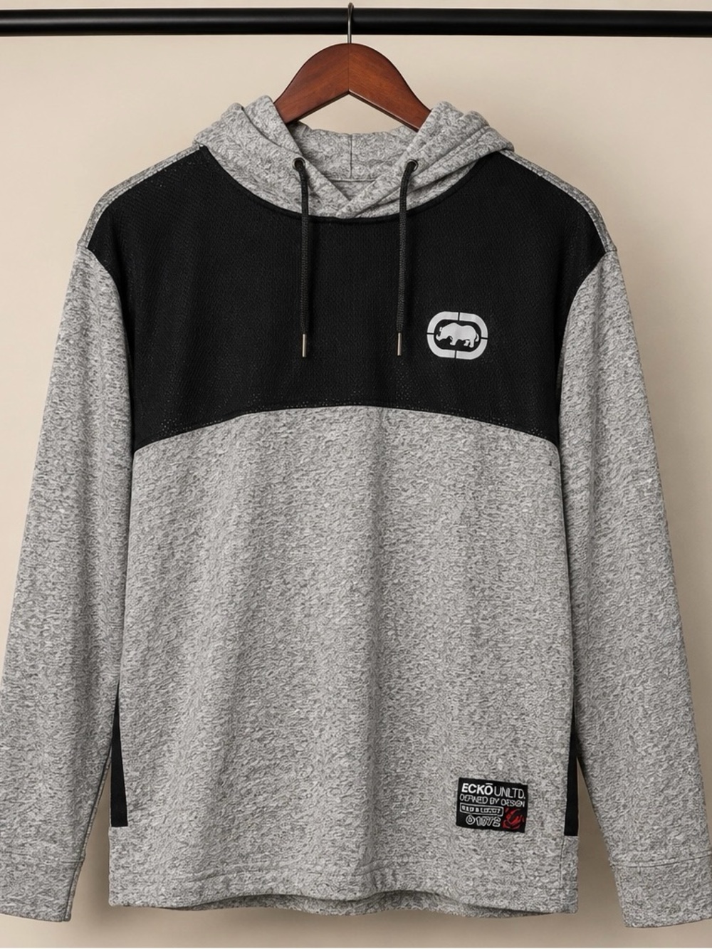 Ecko Unlimited Gray and Black Hooded Pullover